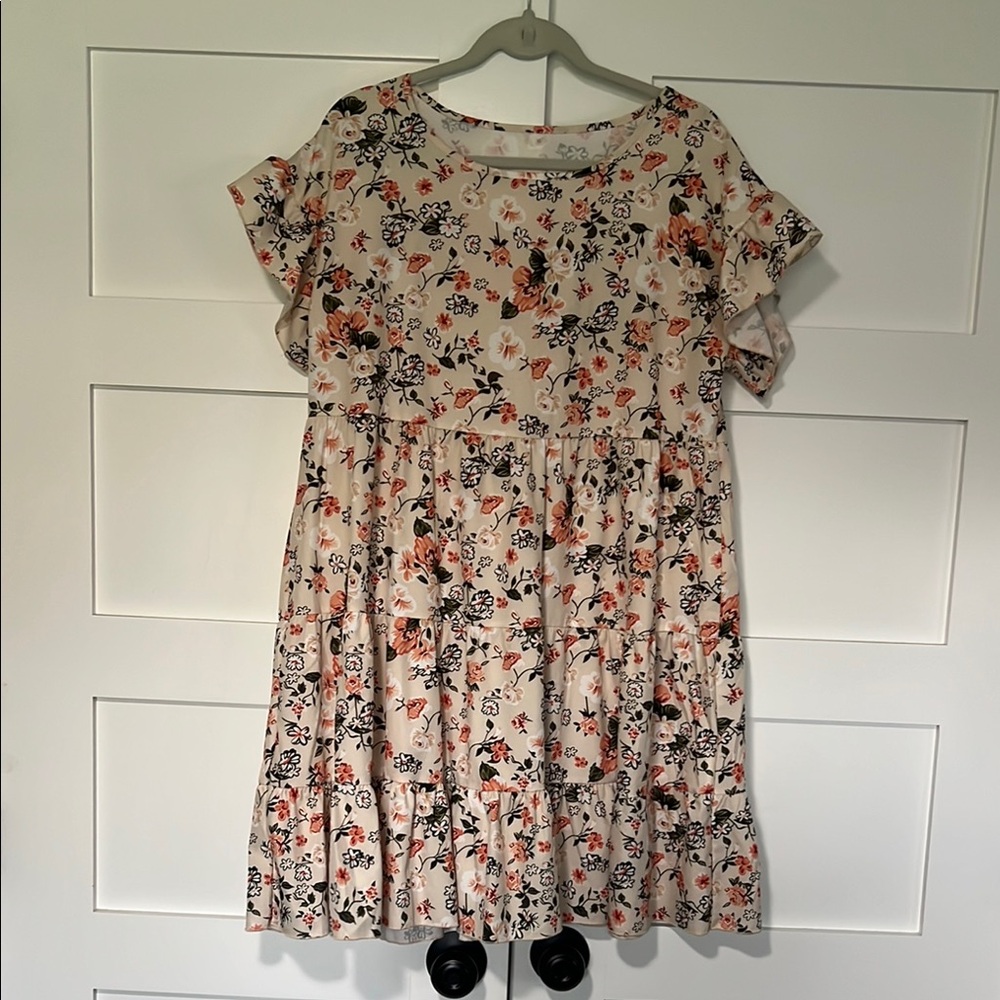 Pink and Orange Ruffled Tiered Mini Sundress